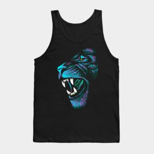 Artistic Lion Head - Blue Lion Drawing Tank Top